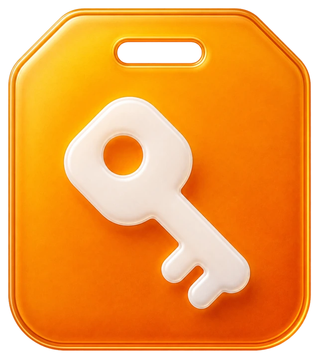 The Ask Key app icon: an orange access card with a white key